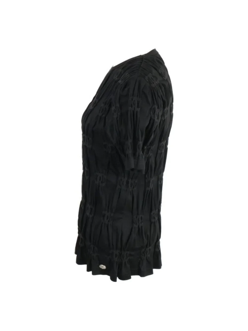 Chanel Cruise CC Logo Shirring Short Sleeve Top XS Ring - Picture 3 of 8